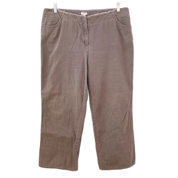 J. Jill Olive Twill Frayed Straight Leg Pants Sz 16P - Picture 1 of 13